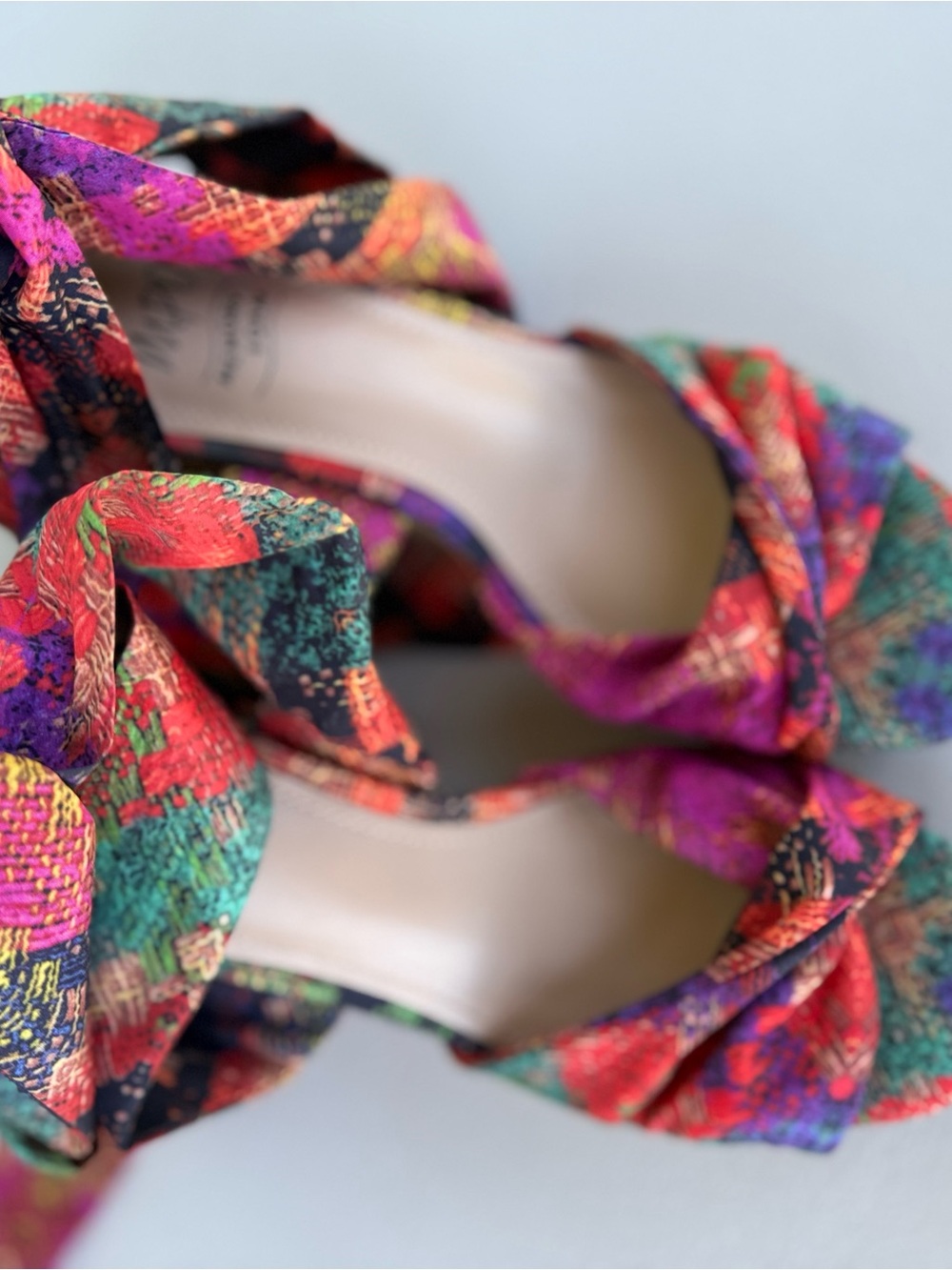 Colorful Multi Floral Tie-Front Women’s Heels